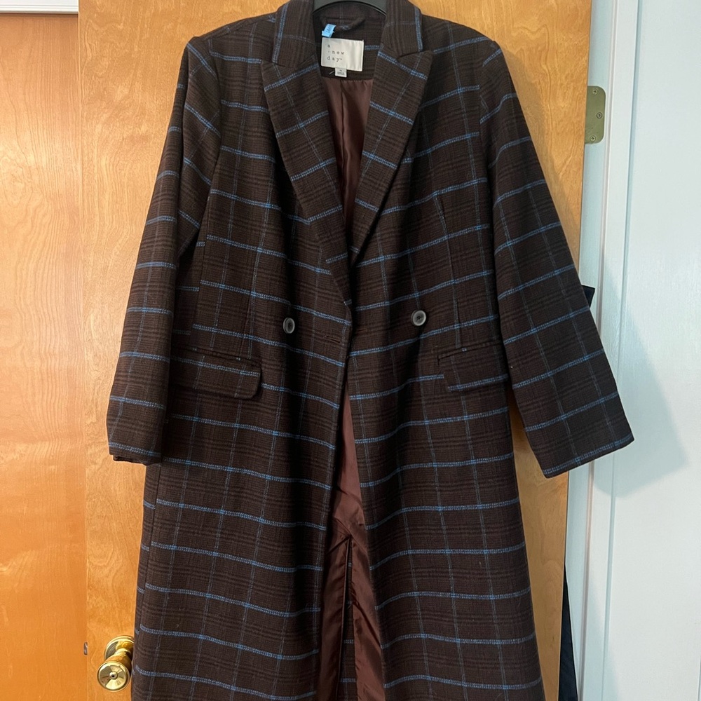 A New Day Dark Brown and Blue Checkered Jacket